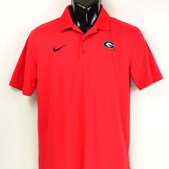 Nike UGA Bulldogs Men's Size S Red & Black Dri Fit Athletic Polo Shirt - Picture 1 of 5